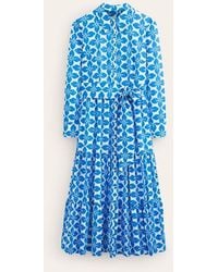 Boden - Flo Cotton Midi Shirt Dress Indigo Bunting, Floral Tile - Lyst