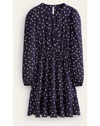 Boden - Pleated Peplum Mini Dress French Navy, Spaced Dot - Lyst