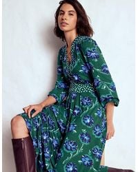 Boden - Lily Long Sleeve Midi Dress-Gallery, Leaf Terrace - Lyst