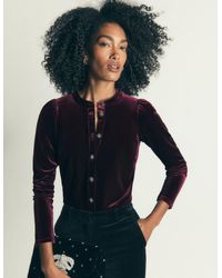 Boden - Puff Sleeve Velvet Shirt - Lyst