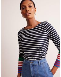 Boden - Ella Breton-Shirt Mit Langen Ärmeln-Französisches Marineblau, Naturweiß Bunte Manschetten - Lyst