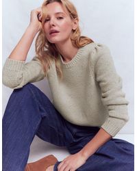 Boden - Davina Puff Sleeve Jumper-Ivory, Nep - Lyst