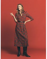 Boden - Una Collared Check Midi Dress - Lyst