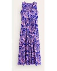 Boden - Sylvia Jersey Maxi Tier Dress Flame Scarlet, Foliage Paisley - Lyst