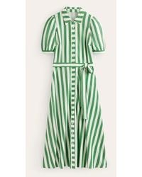 Boden - Libby Jersey Midi Shirt Dress Green, Ivory Stripe - Lyst