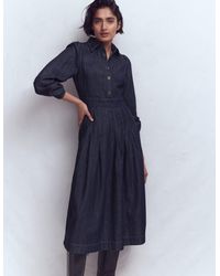 Boden - Pleat Skirt Denim Midi Dress - Lyst