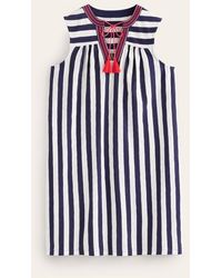 Boden - Nadine Notch Cotton Dress Navy, Ivory Stripe - Lyst