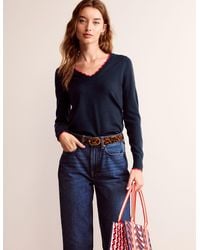 Boden - Merinopullover mit v-ausschnitt aus muschelstrick - Lyst
