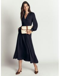 Boden - Ivy Smocked Midi Dress Midnight Ocean, Brushed Animal - Lyst