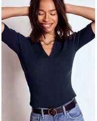 Boden - Rib Henley Top - Lyst