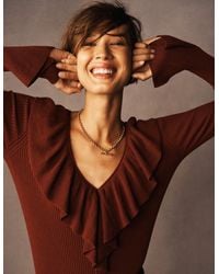Boden - Ruffled Rib Henley Jumper - Lyst