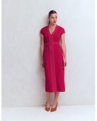 Boden - Topstitch V-Neck Ponte Dress - Lyst