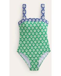 Boden - Square Neck Panel Swimsuit Green Tambourine, Shells - Lyst