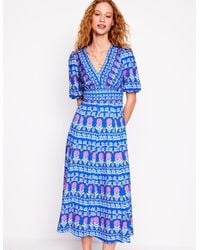 Boden - Ponte Puff Sleeve Tea Dress-Gallery, Dahlia Garden - Lyst
