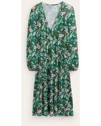 Boden - Joanna Jersey Midi Wrap Dress Green, Botanical Bunch - Lyst