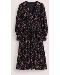 Boden - Fixed Wrap Jersey Midi Dress Black, Star Floral - Lyst