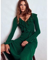 Boden - Ruffled Ribbed Henley Dress - Lyst