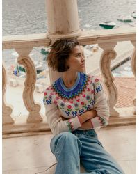 Boden - Edie Fair Isle Jumper-Oatmeal Melange, Flowers - Lyst