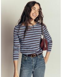 Boden - Olivia Long Sleeve Breton, Camel Stripe - Lyst