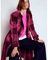 Boden - Cheltenham Trench Coat- Peony, Chestnut Gingham - Lyst
