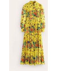 Boden - Occasion Maxi Shirt Dress Vibrant Yellow, Gardenia Bloom - Lyst