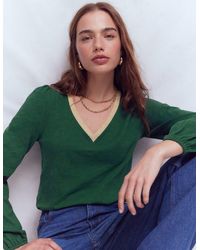 Boden - Metallic Trim V-Neck Top - Lyst
