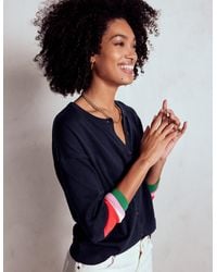 Boden - Lara Relaxed Cotton Cardigan-Poppy, Cuff Stripe - Lyst