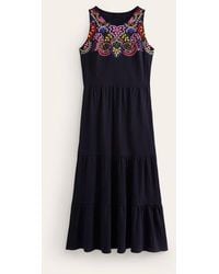 Boden - Embroidered Jersey Midi Dress - Lyst