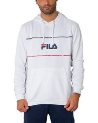 Fila Long Sleeve Hooded Sweatshirts - White