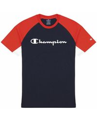 Champion Men's Short Sleeve T-shirt Block Script Blue