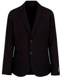 Armani Exchange Long Sleeve Buttoned Plain Blazer - Black