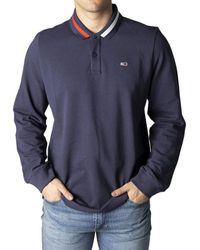 TOMMY HILFIGER JEANS - Long Sleeve Buttoned Plain Polo - Lyst