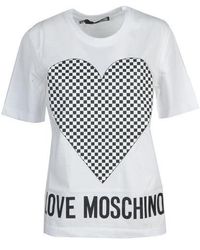 Love Moschino Cotton Round Neck Short Sleeve Slip On Printed T-shirt - White