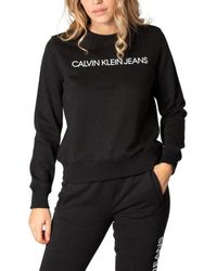 Calvin Klein Logo-print Cotton-jersey Sweatshirt - Black
