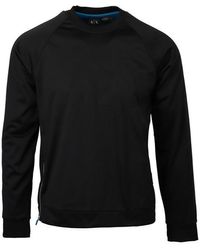 Armani Exchange Round Neck Long Sleeve Printed Sweatshirts - Black