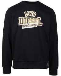 gym and workout clothes Sweatshirts DIESEL Sweatshirt With Jacquard Patch in Black for Men Mens Clothing Activewear 