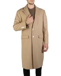Mens Clothing Coats Long coats and winter coats Tommy Hilfiger Wool Single-breasted Buttoned-up Coat in Natural for Men 