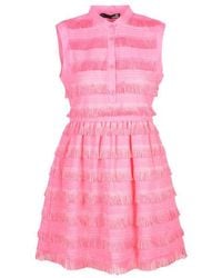 Love Moschino Sleeveless Buttoned Plain Dress - Pink