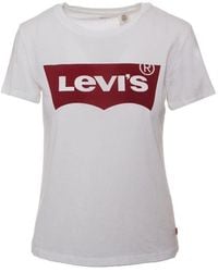Levi's Cotton Round Neck Short Sleeve Slip On Printed T-shirt - White