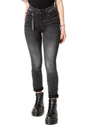 Guess Zipped And Buttoned Plain Jeans - Black