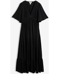 bonprix - Maxi Jurk Met Strokenrok Van Soepele Viscose - Lyst