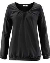 bonprix - Langarmshirt Mit Gummizug Aus Reiner Baumwolle - Lyst
