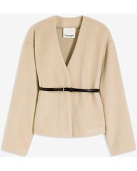 bonprix - Blazer Oversize Effetto Lana Sfoderato, Con Cintura - Lyst