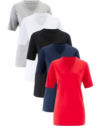 bonprix - Maglia Lunga E Larga Con Scollo A V E Maniche Corte (Pacco Da 5) - Lyst