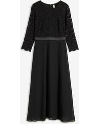 bonprix - Midi Jurk Van Lichte Chiffon Met Kanten Lijfje - Lyst