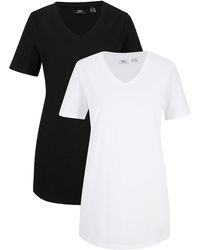bonprix Basic Long-T-Shirt 2er-Pack, Kurzarm in Weiß | Lyst DE