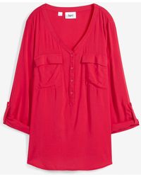 bonprix - Langarm Bluse Mit V-Ausschnitt Aus Fließender Viskose - Lyst