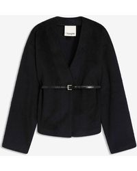 bonprix - Blazer Oversize Effetto Lana Sfoderato, Con Cintura - Lyst