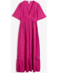 bonprix - Maxi Jurk Met Strokenrok Van Soepele Viscose - Lyst