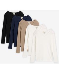 bonprix - Geribd Shirt Van Biologisch Katoen (Set Van 5) - Lyst